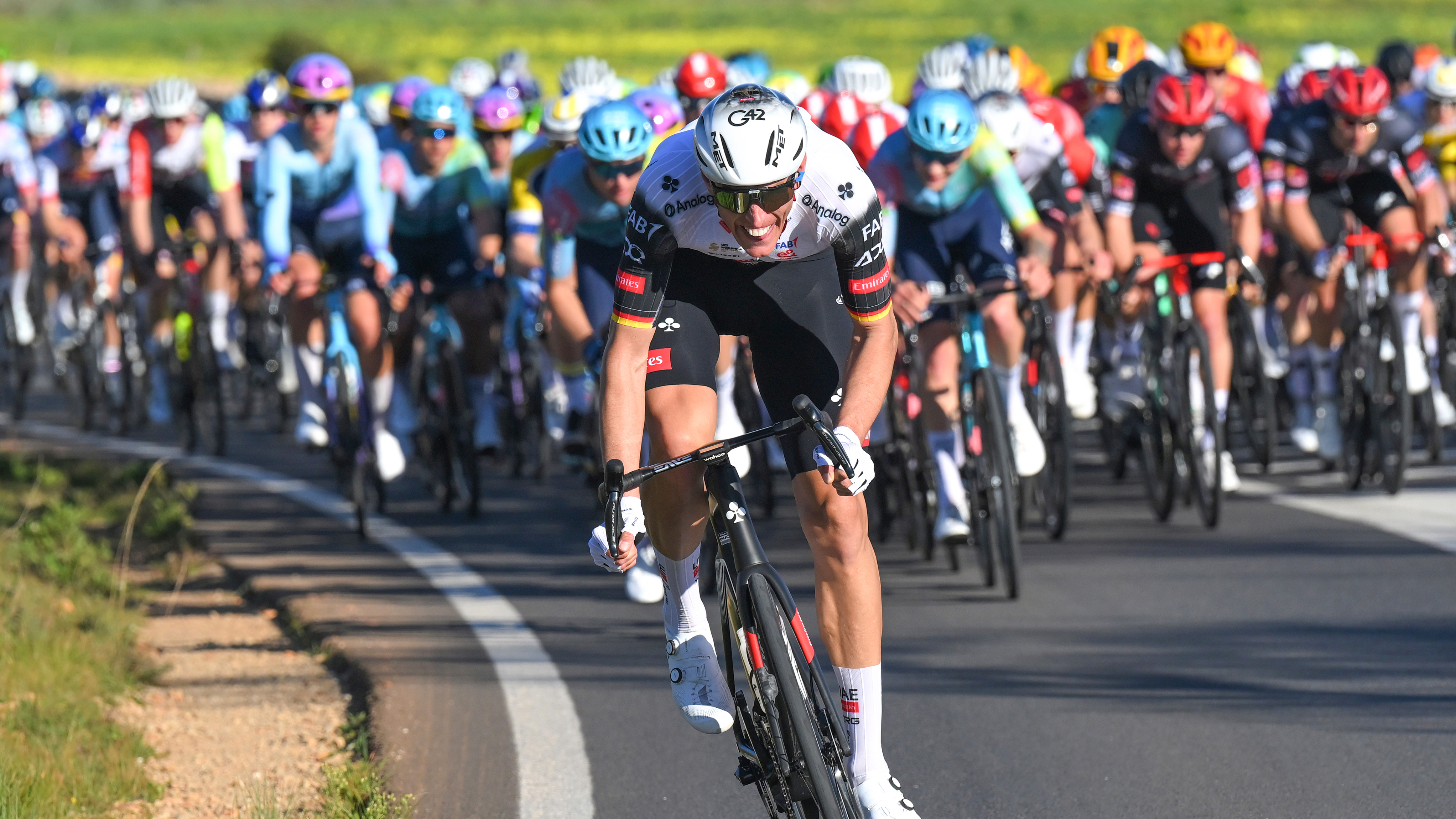 Nils Politt sprints out the saddle